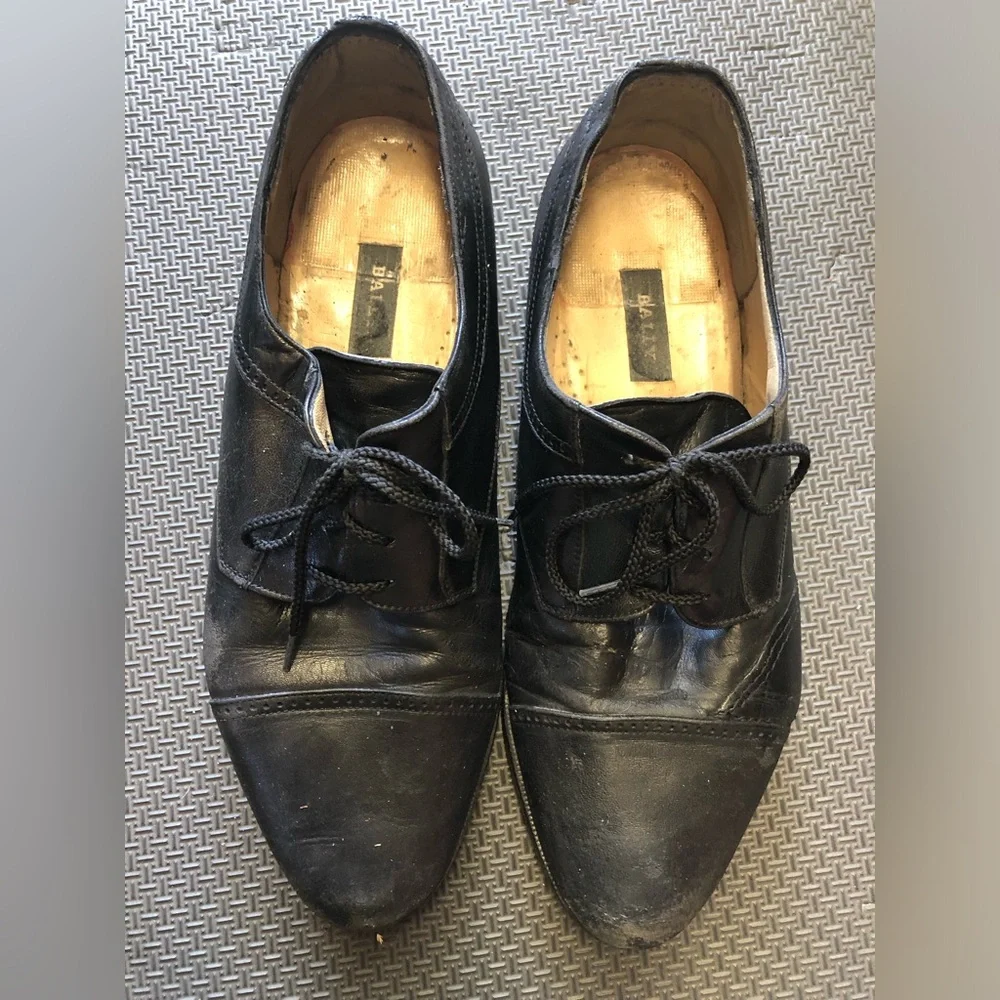 Bally Black Leather Men's Lace-Up Oxfords Trino, 13